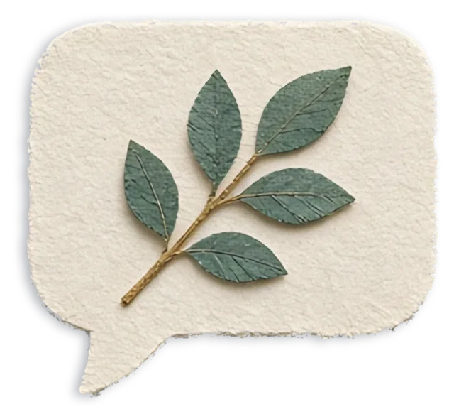 Cut-paper speech bubbles about a tomato plant