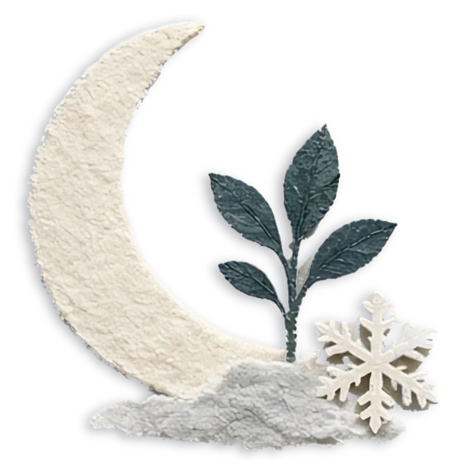 A cut-paper frost warning over a covered bed