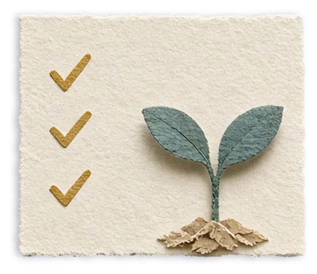 A cut-paper phone showing the day’s garden jobs beside a watering can